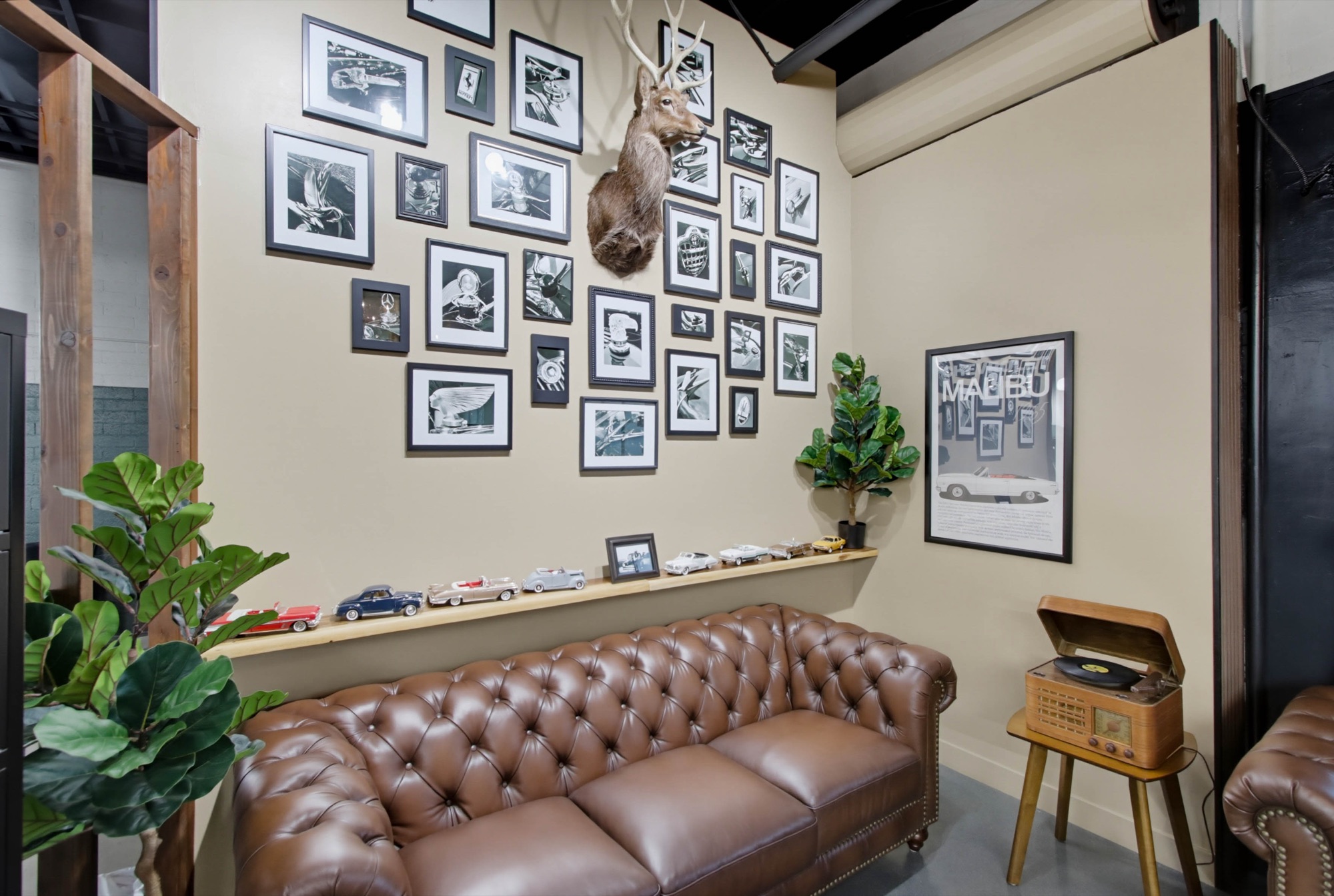 Leather couches in the lounge