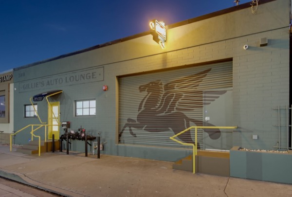 Pegasus mural on the exterior — Gillie's Auto Lounge